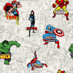 Marvel Heroes Wallpaper Multi Muriva 159503 Captain America Iron Man