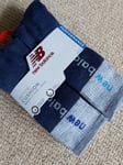 5 x  40-47 6-12.5  NEW BALANCE Navy Grey White CREW Cushioned SPORTS SOCKS Shf26