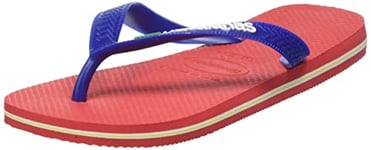 Havaianas Unisex Brasil Logo Flip Flops, Ruby Red Ruby Red, 1/2 UK