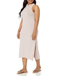 The Drop Women's Gabriela High Neck Cut-In A-Line Side-Slit Maxi Sweater Dress, Silver Cloud, M