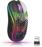 Souris Gamer Sans Fil, Souris Gamer Sans Fil Avec 4 Bouton, Souris Gamer Ergonomique Sans Fil, Souris Sans Fil Gamer Le Noir Rgb, Souris Rechargeable Silencieuse, Pour Loisirs, Bureaux