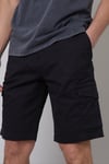 Threadbare Mens Black 'Battlecraft' Cotton Cargo Shorts With Stretch - Size 30W/32L