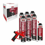 Soudal Expanding Foam Filler  Combi Box 6 x Cans 1 x Gun 1 x Cleaner