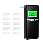 Hoonyer Ethylotest Electronique, Alcootest Amélioré de Haute Précision avec écran LCD Numérique Bleu, Ethylometre pour Usage Domestique ou de Fête, Livré avec 10 Embouts (Noir)