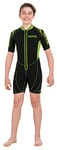 Seac Look Kid Combinaison Shorty pour Le Snorkeling, la plongée et Les activités Nautiques pour Les Enfants, néoprène 2,5 mm Unisex-Youth, Noir/Vert, 13 Ans