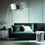 Lampadaire Lampe Arc Intensité Variable Télécommande 3 à Flammes Tissu RGB LED