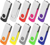 Cle USB 4GB Clé USB 2.0 Lot de 10 Mémoire Stick Lecteur USB Flash Drive Stockage Rotation Disque Pendrive pour Ordinateur Portable/PC/Voiture (10 Couleurs).[G148]