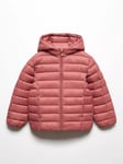 Mango Kids' Paola Quilted Hooded Jacket, Dark Red