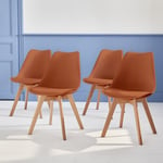 Sweeek - Lot de 4 chaises scandinaves. pieds bois de hêtre. chaises 1 place. terracotta