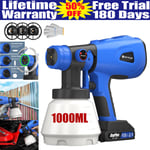 Cordless Paint Sprayer Electric 21V Spray Gun Paint Fence Airless HVLP + Battery