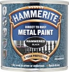 Hammerite Direct to Rust Metal Paint - Hammered Black Finish 250ML