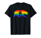 Gay Bear Pride T-Shirt - LGBT Flag Bear Paw Gradient T-Shirt