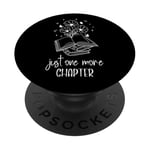 Just One More Chapter Cute Floral Book Lover Black PopSockets PopGrip Interchangeable