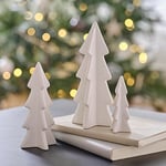 Ginger Ray- Lot de 3 décorations de cheminée de Table, White Ceramic Christmas Tree