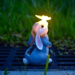 FTVOGUE Lampe de Lapin et de Papillon en Résine à énergie Solaire, Statues de Jardin D'extérieur, Lumière Chaude 600mAh pour Cour, Pelouse et Jardin