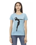 Trussardi Action Womens Blue Cotton Short Sleeve T-shirt with Front Print - Light Blue - Size Small