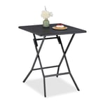 Relaxdays - table de jardin pliante, HxLxP : env. 73x62x62 cm, pour balcon, terrasse, camping, carrée, noire