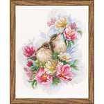 Vervaco Point De Croix Compté Kit Tableau Complet Set PETITS OISEAUX SUR UNE BRANCHE De Broderie Loisir Créatif Maison Decoration Cadeau DIY ca. 28 x 33 cm Counted Cross Stitch Embroidery