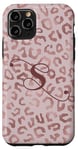 Coque pour iPhone 11 Pro Letter S Initial Leopard Rose Pink Cheetah Monogram