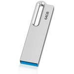 KOOTION 64 GB USB 3.0 Flash Drive Metal Thumb Drive with Keychain 64 GB Waterproof Jump Drive Memory Sticks for Computer/Laptop Storage Backup(64 GB 3.0, Silver)