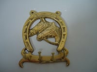 Horse Shoe  Key Hooks Brass Plaque -Good Luck tack Hangers Dog Lead A Nice Gift