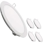 Panneau LED Downlight Circulaire Plate 20W 2100LM Coupe 200mm Blanc Froid 6500K - Lot de 5 U.