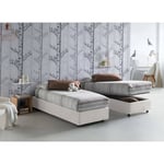 Dmora - Lit simple Dfazzin, Lit conteneur avec revêtement en tissu, 100% Made in Italy, Ouverture frontale, convient pour matelas cm 90x190, Blanc