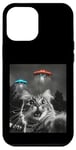 Coque pour iPhone 12 Pro Max Maine Coon Cat Selfie avec Alien OVNI Homme, Femme, Enfant