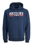 JACK & JONES Male Hoodie Plus Size Logo Hoodie, Navy blazer/print: play 4, XXL Große Größen