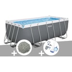 Kit piscine tubulaire Bestway Power Steel rectangulaire 4,12 x 2,01 x 1,22 m + 10 kg de zéolite + Kit d'entretien