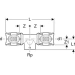 10 stk FLOW TEE 16MMX1/2X16MM M/INDV.