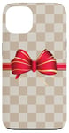 Coque pour iPhone 13 Vanilla White Coffee Red Bow Checkered classic pattern