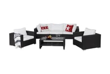 Bahamas Loungegruppe 5-seter 1 Bord m Hylle - 2 Lenestoler Svart Loungesett Comfort Garden