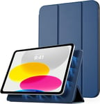 Coque Compatible Avec Ipad 10ème Génération 10,9 Pouces 2022,Léger & Mince Étui Magnétique En Pu Avec Réveil/Sommeil Auto,Housse Coque Trifold Pour Ipad 10 2022,Gris Bleu.[I402]