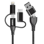 Câble Multi Usb Embout - Cable 3 En 1, 5 En 1 Charge Rapide 18W Et Transfert De Données - Usb Ou Usb C (Type-C) Vers Usb-C/Micro Usb/Lightning Compatible Pour I-Phone, Samsung (Noir/Data)[X19]