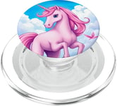 Pink Unicorn with Clouds and a Bright Rainbow PopSockets PopGrip for MagSafe