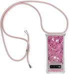 Collier Pour Samsung Galaxy S10 Plus Silicone Coque Glitter Liquide Filles Femmes Étui Housse Étincelle À Bandoulière Et Cordon Collier Avec Réglable Cordon Lanière Pochette Pour Telephone Portable