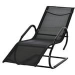 Chaise longue transat design - assise, dossier ergonomique, accoudoirs - métal époxy textilène noir
