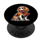 Cavalier King Charles Spaniel Dog Scarf Pumpkin Thanksgiving PopSockets Adhesive PopGrip