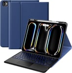 Étui Clavier Pour Nouvel Ipad Pro 13 Pouces 2024 Version,Porte-Crayon Intégré,Ipad Pro 13 Pouces Coque Clavier Bluetooth Détachable Avec Rétroéclairage & Pavé Tactile,Marine Bleu