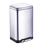 Dirt Devil Pedal Bin 20 L - Kitchen Waste Bin with Soft Close - Stainless Steel Waste Bin - Removable Inner Bucket - Kitchen Rubbish Bin - 30 x 29 x 52.5 cm - Silver