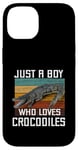 Coque pour iPhone 14 T-shirt mignon Just A Boy Who Loves Alligator Crocodiles