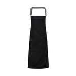 Premier District Waxed Look Denim Bib Apron - Black Denim - One Size