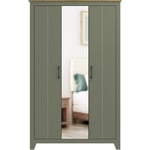 Galano - Armoire Limestone 3 Portes avec miroir, 111.8 x 180 x 52 cm, Style Moderne, Couleur Vert Kale