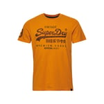 Superdry T-Shirt Homme - Vintage Vl Classic Tee, Logo, Col Rond, Uni Jaune Chiné S (Small)