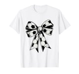 Cute Coquette Bow Soccer Ball Mom Life Game Day Soccer Lover T-Shirt