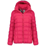 Geographical Norway Babette Lady Short Parka Longue Epaisse Chaude Femme Automne Hiver - Manteau Fin Capuche Fausse Fourure - Blouson Coupe Vent - Doudoune Elegante Femmes (Rose Flash S)