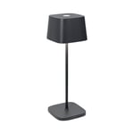 Zafferano, Lampe Ofelia, Lampe de Table Rechargeable et Sans Fil avec Contrôle Tactile, Utilisable également comme Lampe d'Extérieur, Dimmer 2200-3000 K, Hauteur 29 cm, Couleur Gris Foncé