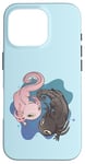 Coque pour iPhone 16 Pro AXOLOTL Rose et Noir Axolotls Meme