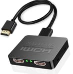 Répartiteur Hdmi 1 Entrée 2 Sorties 4 K 3D 1080P Hdmi 2.0 Pour Deux Moniteurs, Compatible Macbook, Xbox, Ps4, Ps3, Lecteur Blu-Ray, Dvd, Hdtv